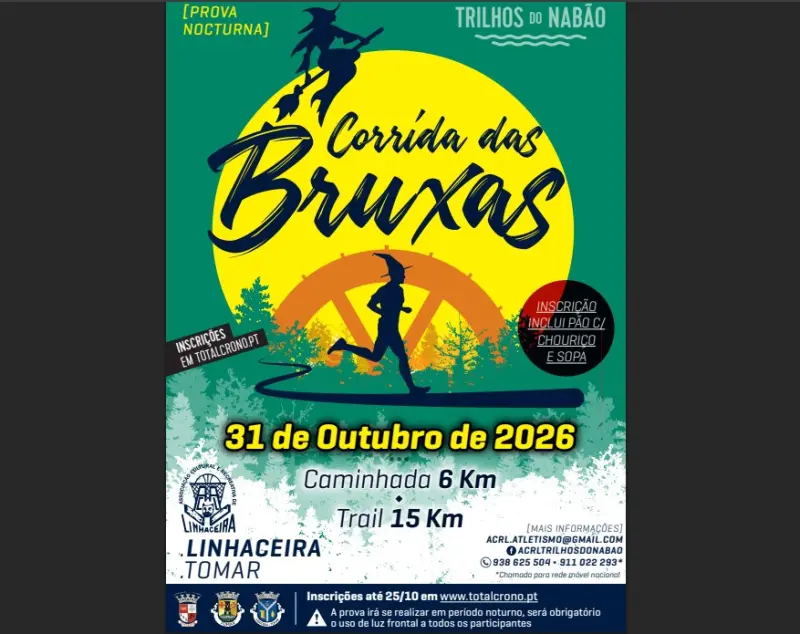 Imagem que acompanha a notícia «TOMAR - Inscrições para a Corrida das Bruxas terminam depois de amanhã» (Rádio Hertz)