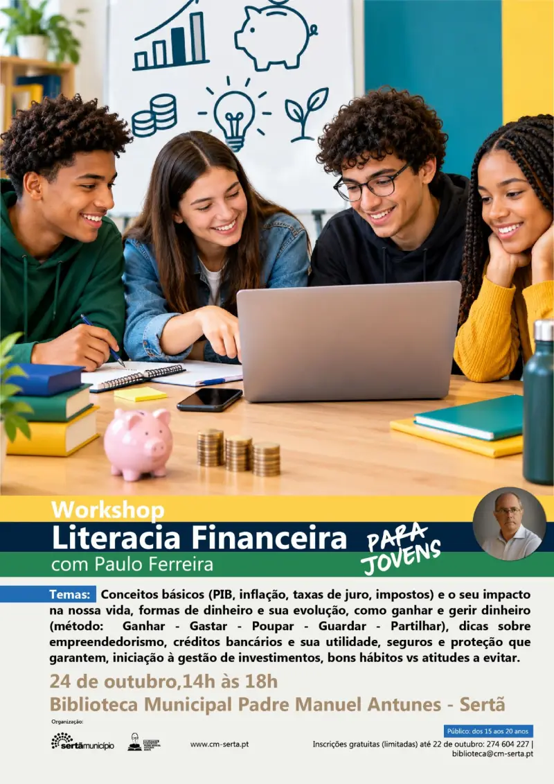 Imagem que acompanha a notícia «SERTÃ - Workshop de Literacia Financeira com sessão especial para jovens» (Rádio Hertz)