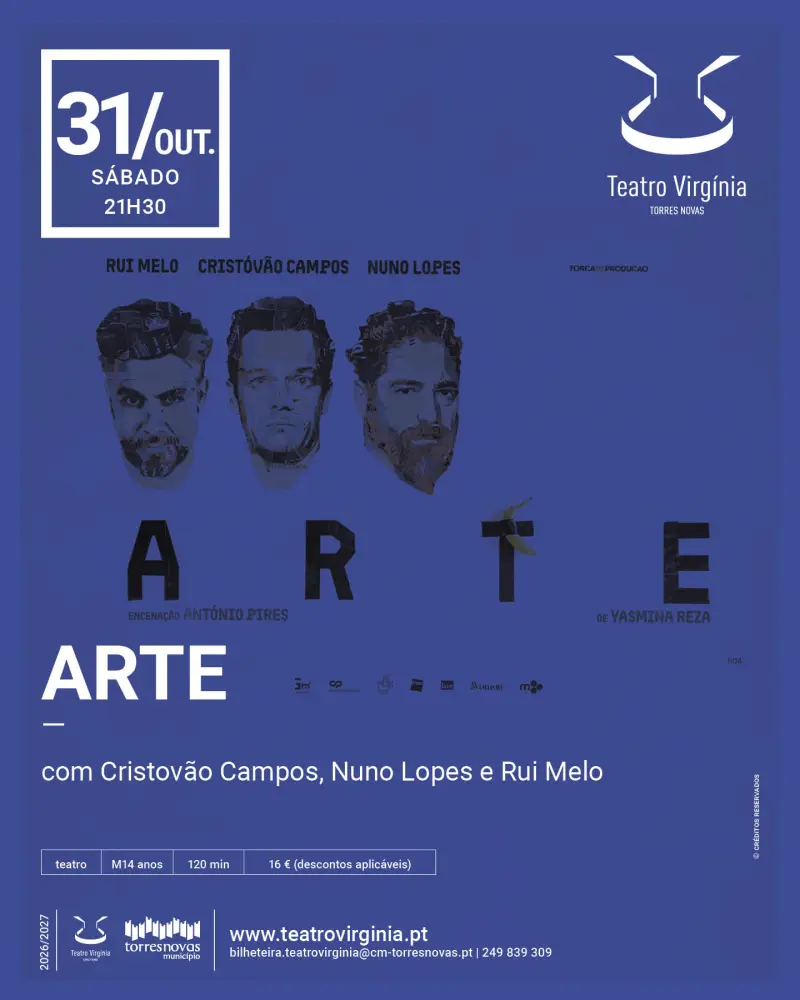 Imagem que acompanha a notícia «TORRES NOVAS - “ARTE”: uma reflexão sobre amizade, ego e diferentes pontos de vista, no Teatro Virgínia» (Rádio Hertz)