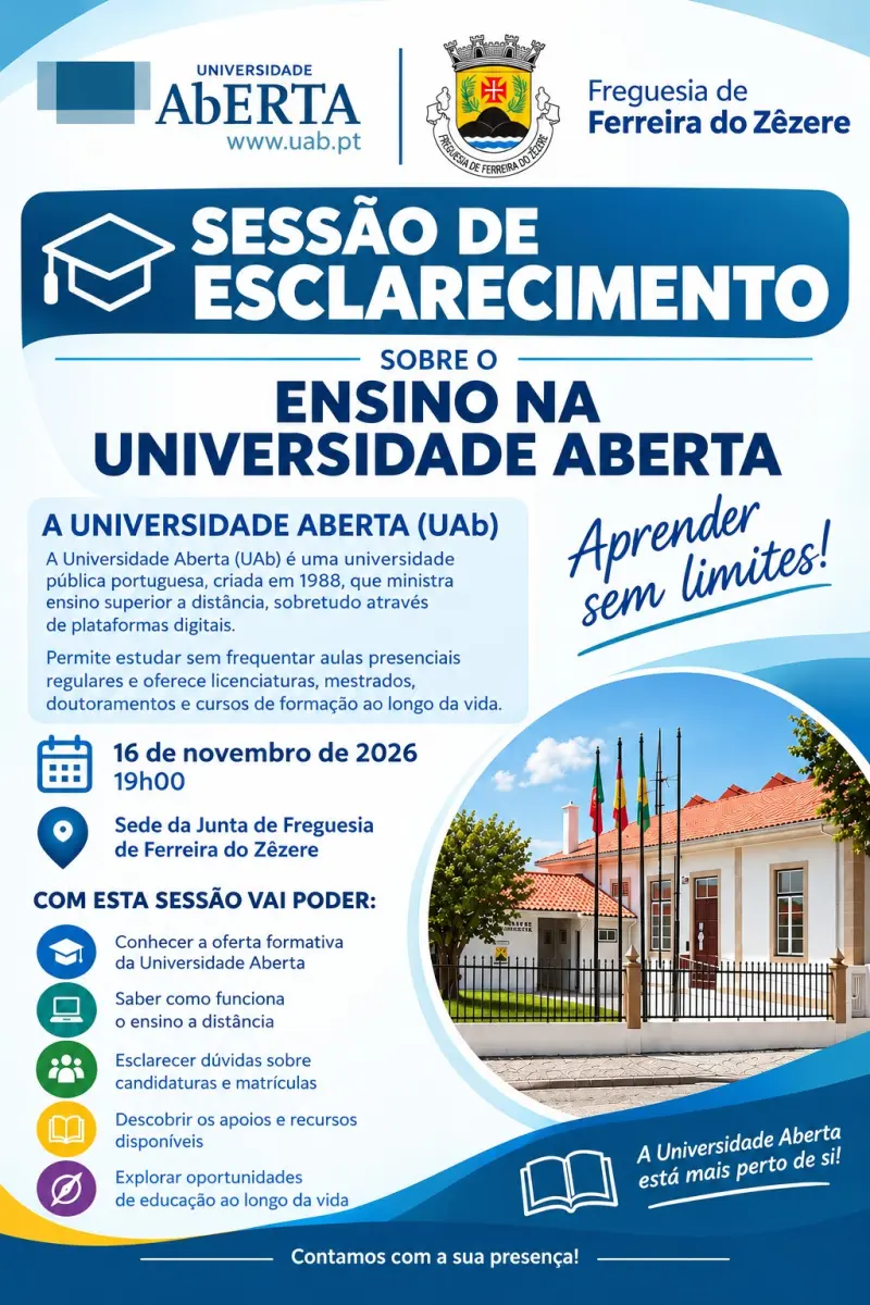 Imagem que acompanha a notícia «FERREIRA DO ZÊZERE - Sessão de esclarecimento sobre o ensino na Universidade Aberta» (Rádio Hertz)